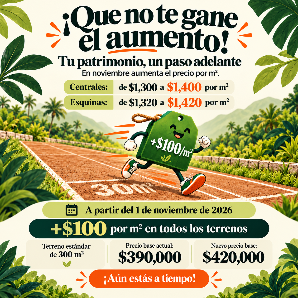 OTHÓ: aumento de $100 por m² a partir del 1 de noviembre de 2026. ¡Aún estás a tiempo! Consulta condiciones con un asesor.